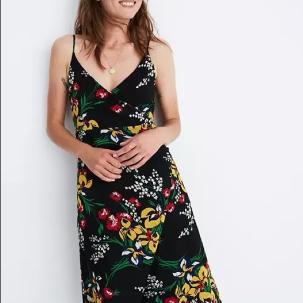 Madewell Side-button wrap cami dress